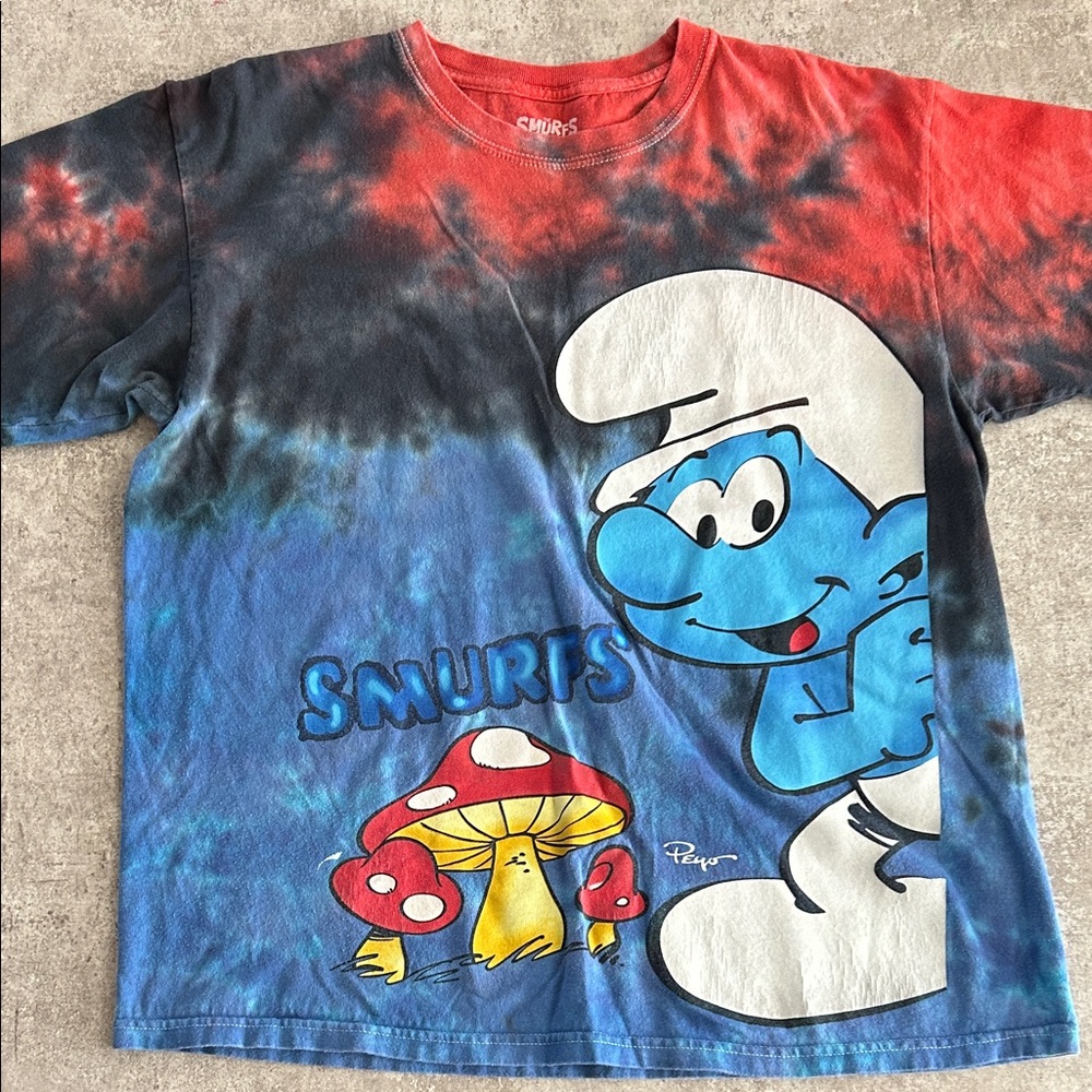 Rue21 Smurfs Tie-Dye T-Shirt - Red and Blue